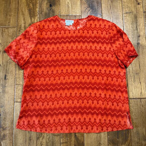 Due per Due 100% Silk 3 Pc Jacket Blouse Pants Set Womens Sz 14-16 Orange Coral - Picture 8 of 16